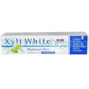 Now Foods Solutions Xyli-White Gel dental con bicarbonato de Sodio 181gr Sin fluoro Menta Platina