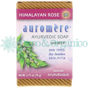 Auromere Jabon Ayurvedico Natural con Neem Organico y Rosas de Himalaya 78gr