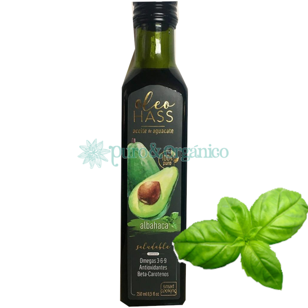 Smart Cooking Oleo Hass Aceite de Aguacate con sabor Albahaca 250ml 100% natural