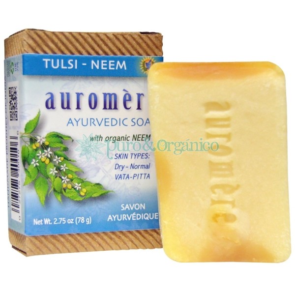 Auromere Jabon Ayurvedico Con Neem Y Tulsi 78gr piel seca-normal