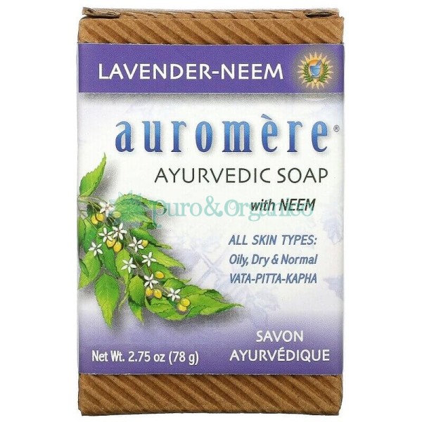 Auromere Jabon Ayurvedico Con Lavanda y Neem 78gr todos tipos de piel